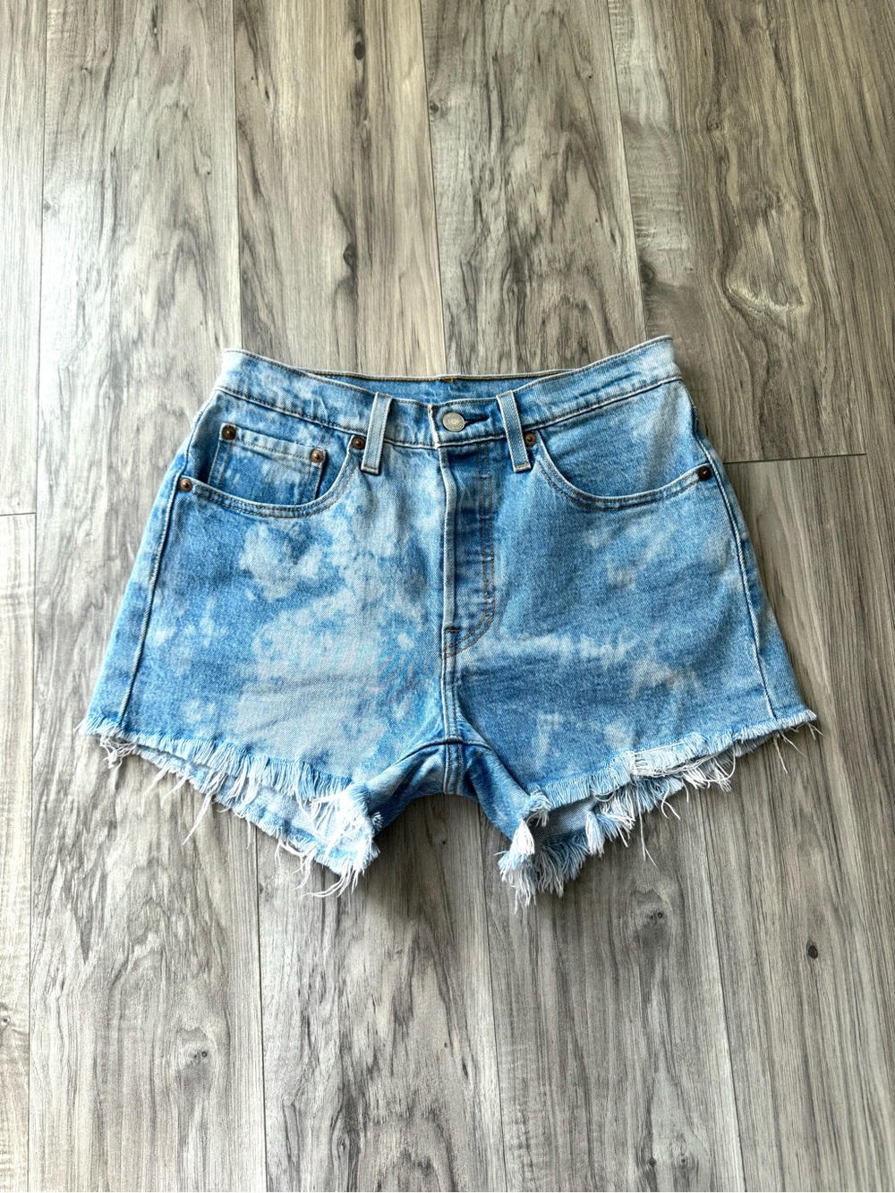 Levi's High Rise 501 acid wash cutoff denim shorts